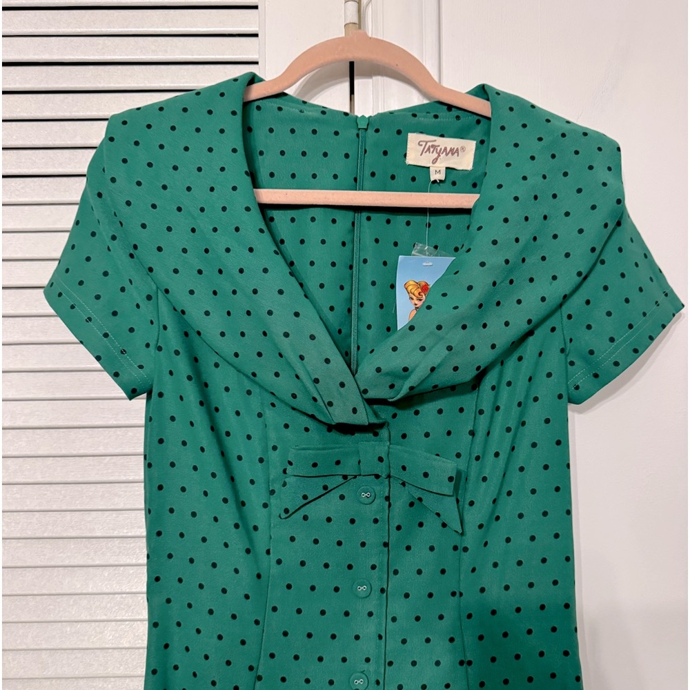 Tatyana Green Polka dot Dress A line